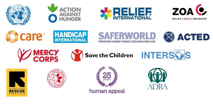 Logos des 15 organisations humanitaires ayant fait une déclaration commune le 17 novembre 2017 sur le blocus Yémen