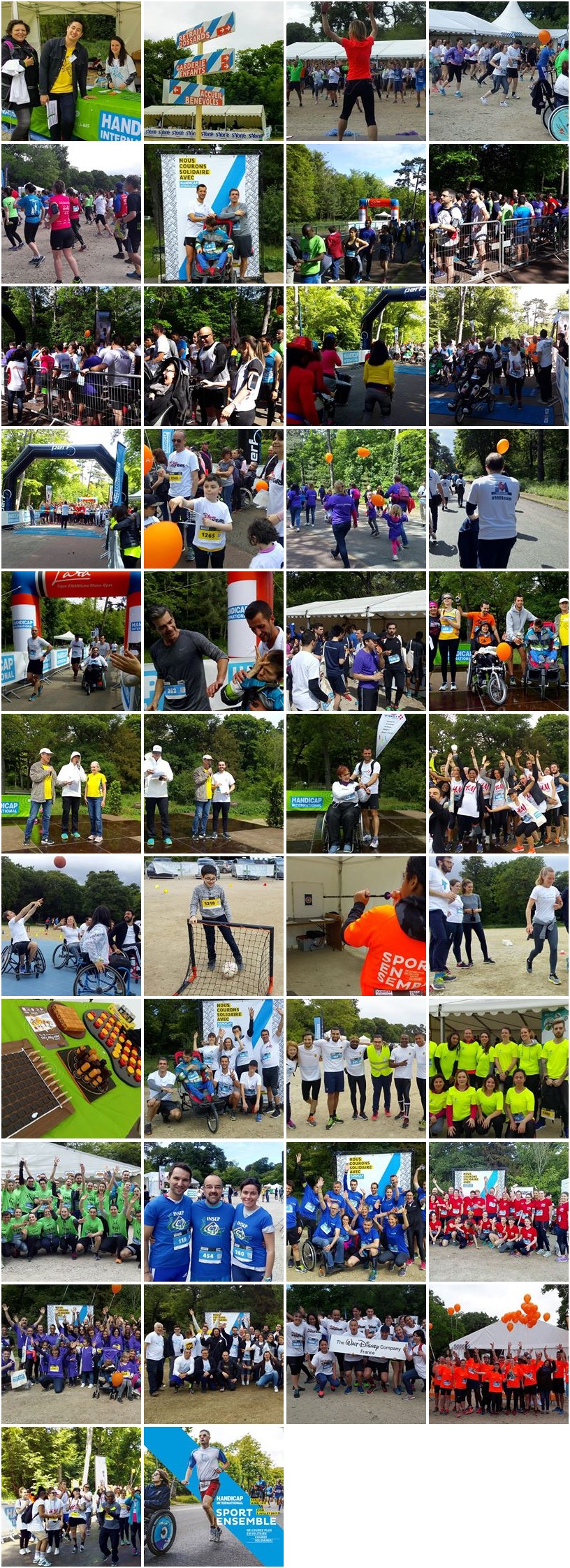 Mosaïque de photos de Sport Ensemble 2017 à Paris, l'événement sportif et solidaire de Handicap International