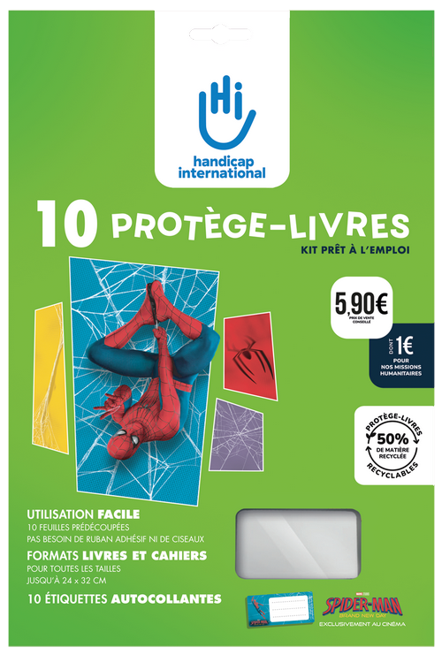 Kit protège-livres 2026 de Handicap International avec Spider-Man