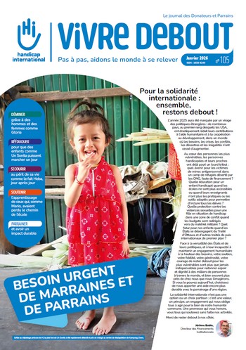 Couverture du journal "Vivre Debout" de donateurs de Handicap International
