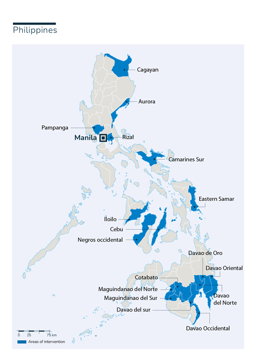 Carte des interventions de HI aux Philippines