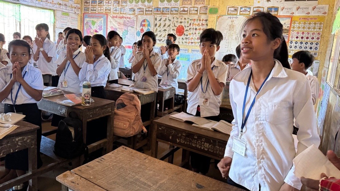 Une classe dans un école au Cambodge