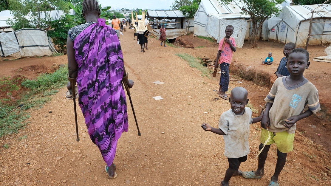 Une personne handicapée dans un camp pour personnes déplacées internes à Juba, au Soudan du Sud