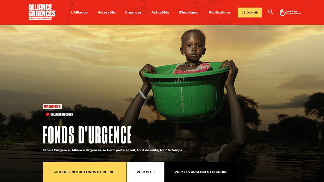 Capture d'écran de la page d'accueil du site de l'Alliance Urgences www.allianceurgences.org