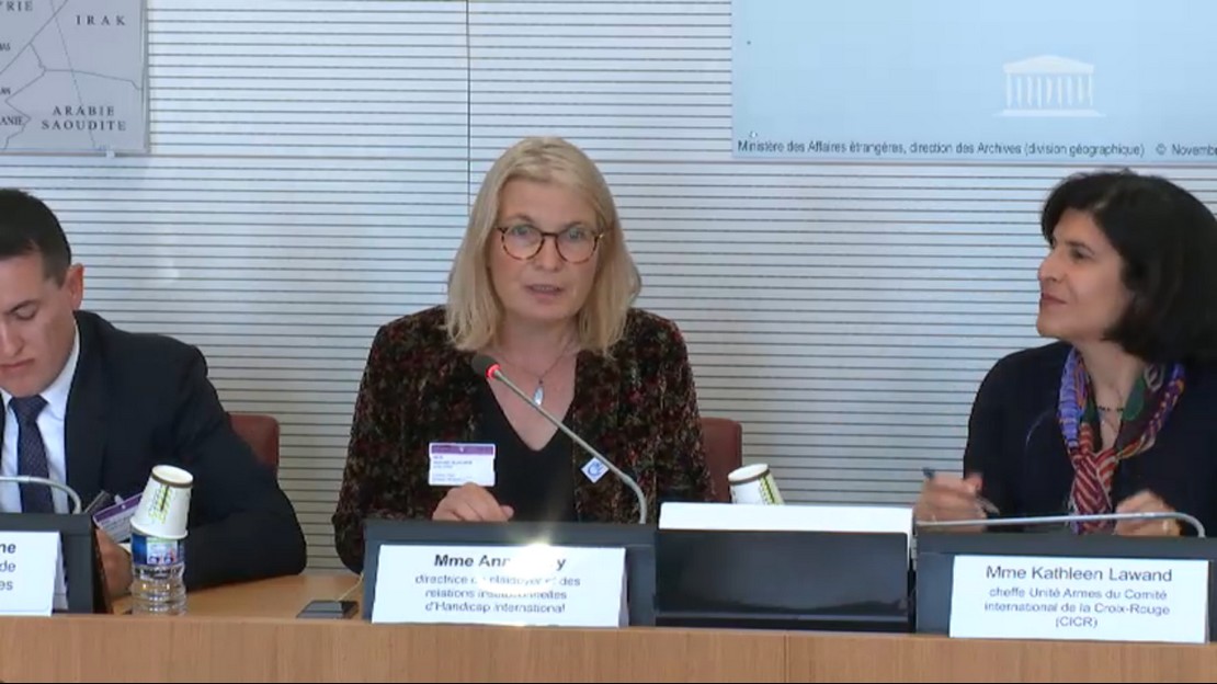 Anne Héry de Handicap International, lors de l'audition du 12 juin 2019 à la Commission des Affaires étrangères de l'Assemblée nationale sur la protection des civils contre l'utilisation d’armes explosives en zones peuplées