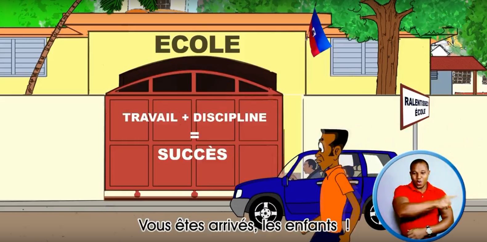 Capture d'écran de la vidéo de Handicap International en Haïti pour sensibiliser à la sécurité routière