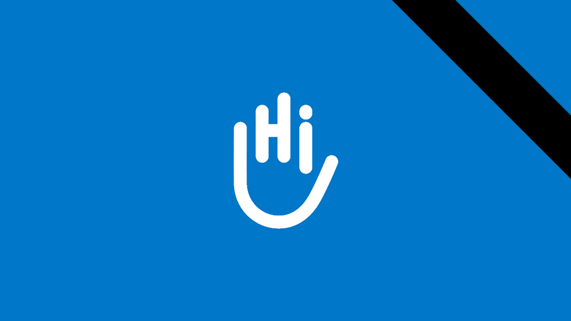 Logo de HI avec un bandeau noir de deuil