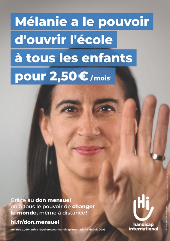 Mélanie, donatrice régulière de Handicap International, a prêté son visage à la nouvelle campagne de l'association