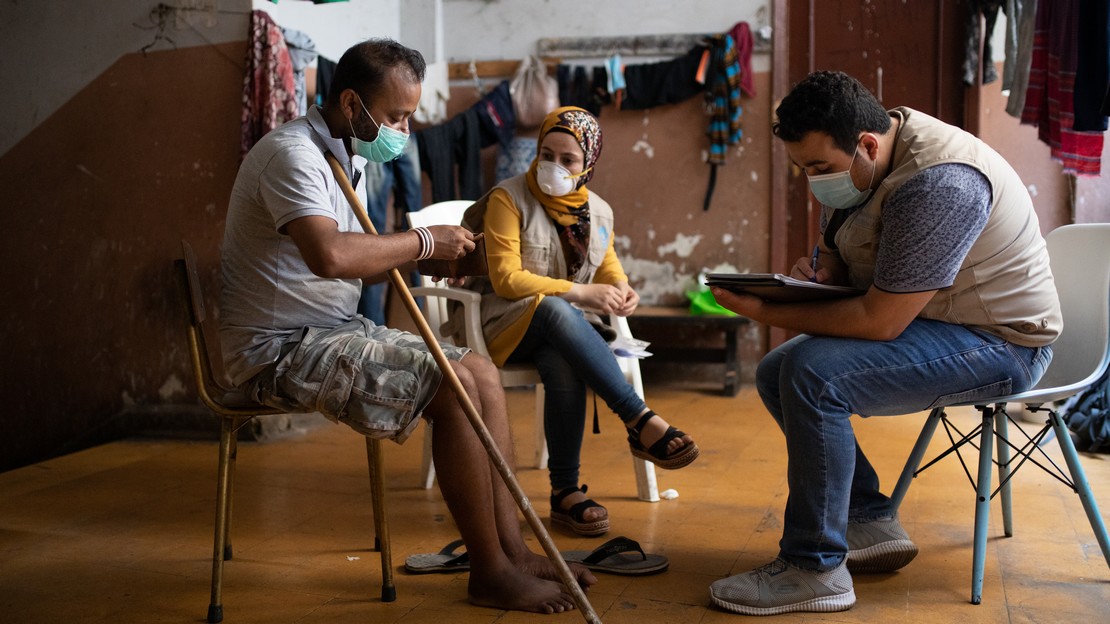 Chafik Mia, 36 ans, s'est gravement blessé à la jambe lorsque le toit de sa cuisine est tombé lors de l'explosion dans le port de Beyrouth le 4 août 2020. Il bénéficie d'une aide psychologique de Handicap International.