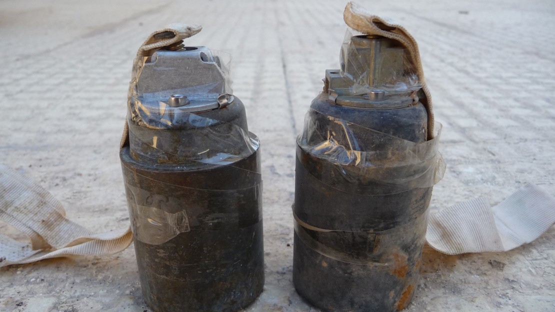 Sous-munitions trouvées en 2015 à Kobané dans le Nord de la Syrie