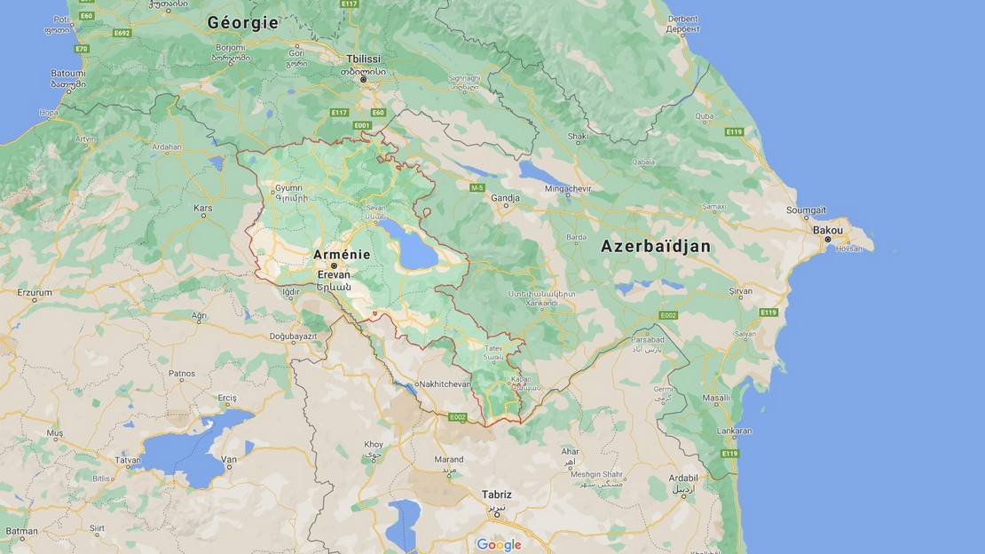 Carte Google Maps Arménie et Azerbaïdjan