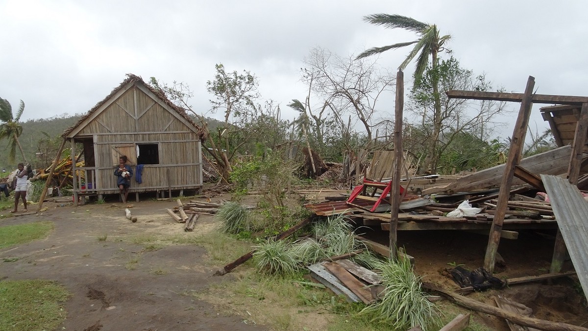 Construction paracyclonique après le passage du cyclone Enawo en 2017 à Madagascar