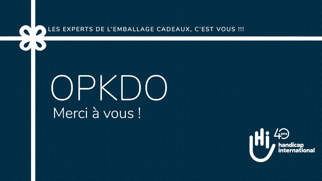 Image des OPKDO (opérations cadeaux) 2022 de Handicap International, du 8 novembre au 24 décembre 2022 dans plusieurs villes françaises