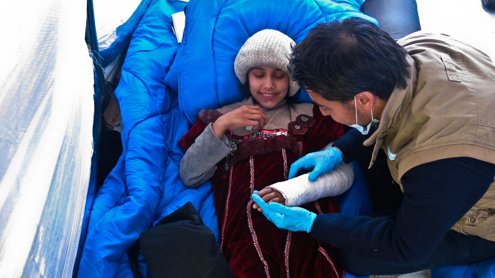 Sawsan pendant une session de kinésithérapie