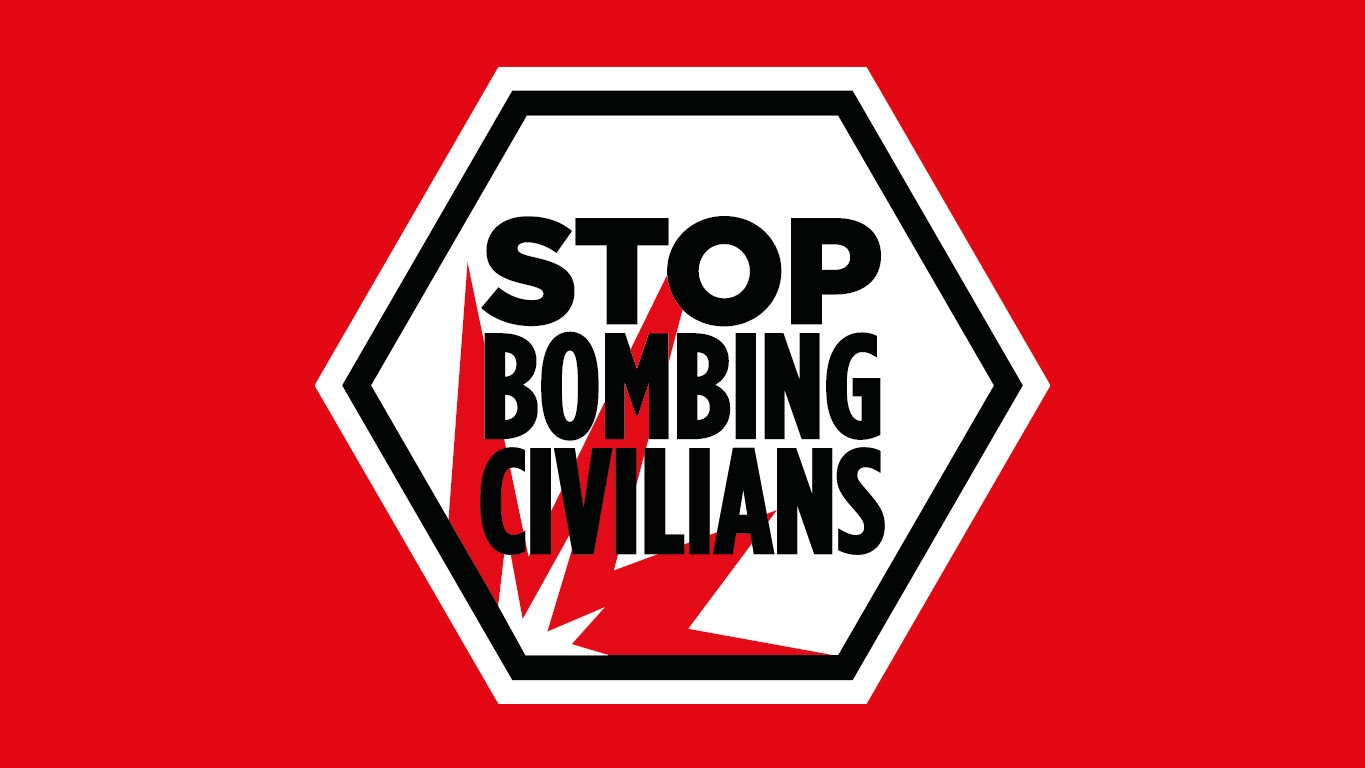 Logo Stop Bombing Civilians (stop aux bombardements des civils) de Handicap International