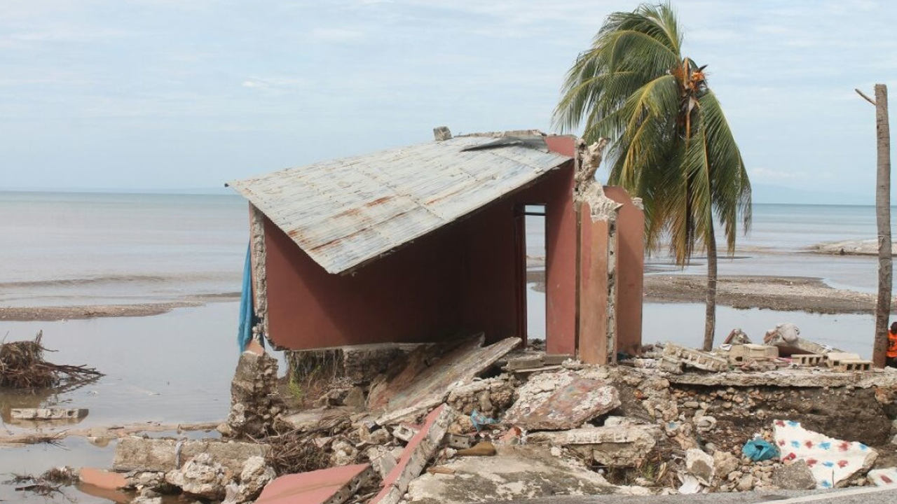 Zone ravagée dans le sud d'Haïti après le passage de l'ouragan Matthew