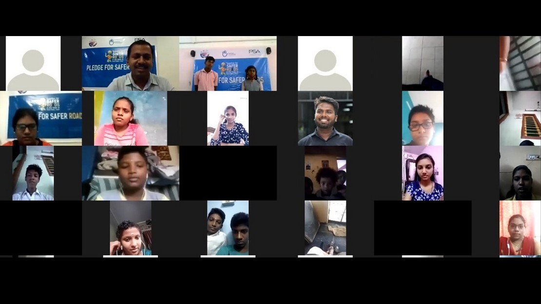 Projet de sécurité routière en Inde mené par Handicap International. Evénement en ligne organisé le 13 novembre 2020 à l'occasion de la Journée nationale des enfants.