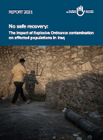 Couverture d'un rapport de Handicap International publié le 13 octobre 2021, sur la contamination par les engins explosifs en Irak, 5 ans après la guerre