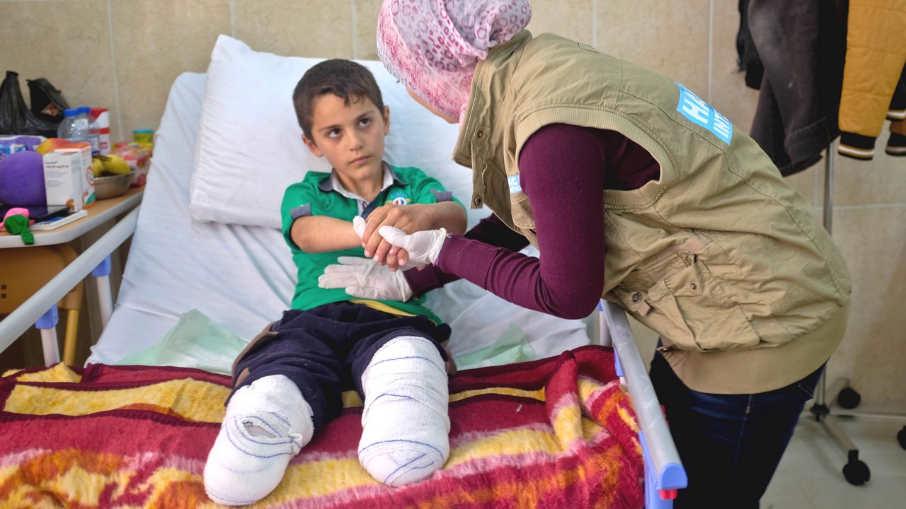 Baker sur son lit d’hôpital près de Mossoul