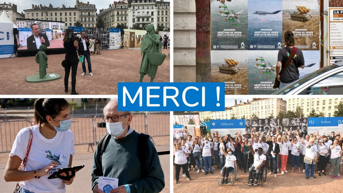 Le 25 septembre 2021 se sont déroulées les 27es Pyramides Solidaires de Handicap International, rendez-vous annuel d'engagement citoyen pour dire STOP aux bombardements en zones peuplées