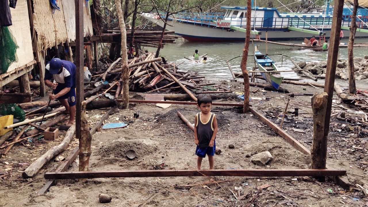 Philippines, municipalité de Villareal, village de Pang Pang. Maison détruite par le typhon Hagupit