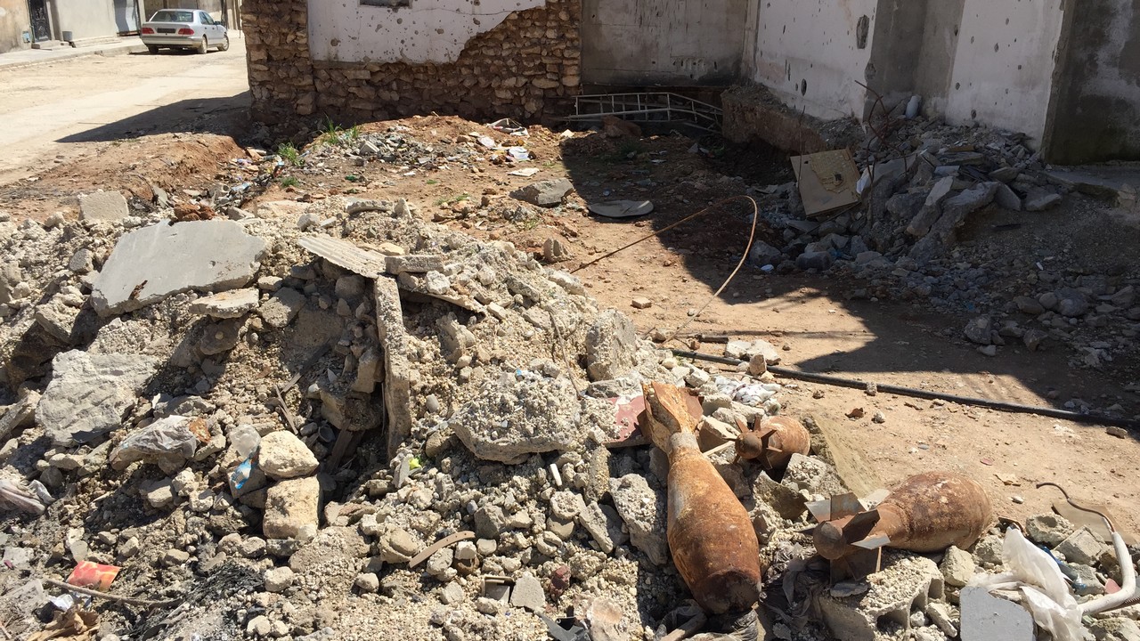 Restes explosifs de guerre dans la ville de Kobané, en Syrie, où est intervenue Handicap International