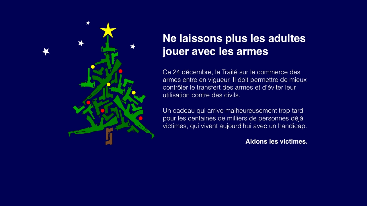 Ne laissons plus les adultes jouer avec les armes, affiche de Handicap International