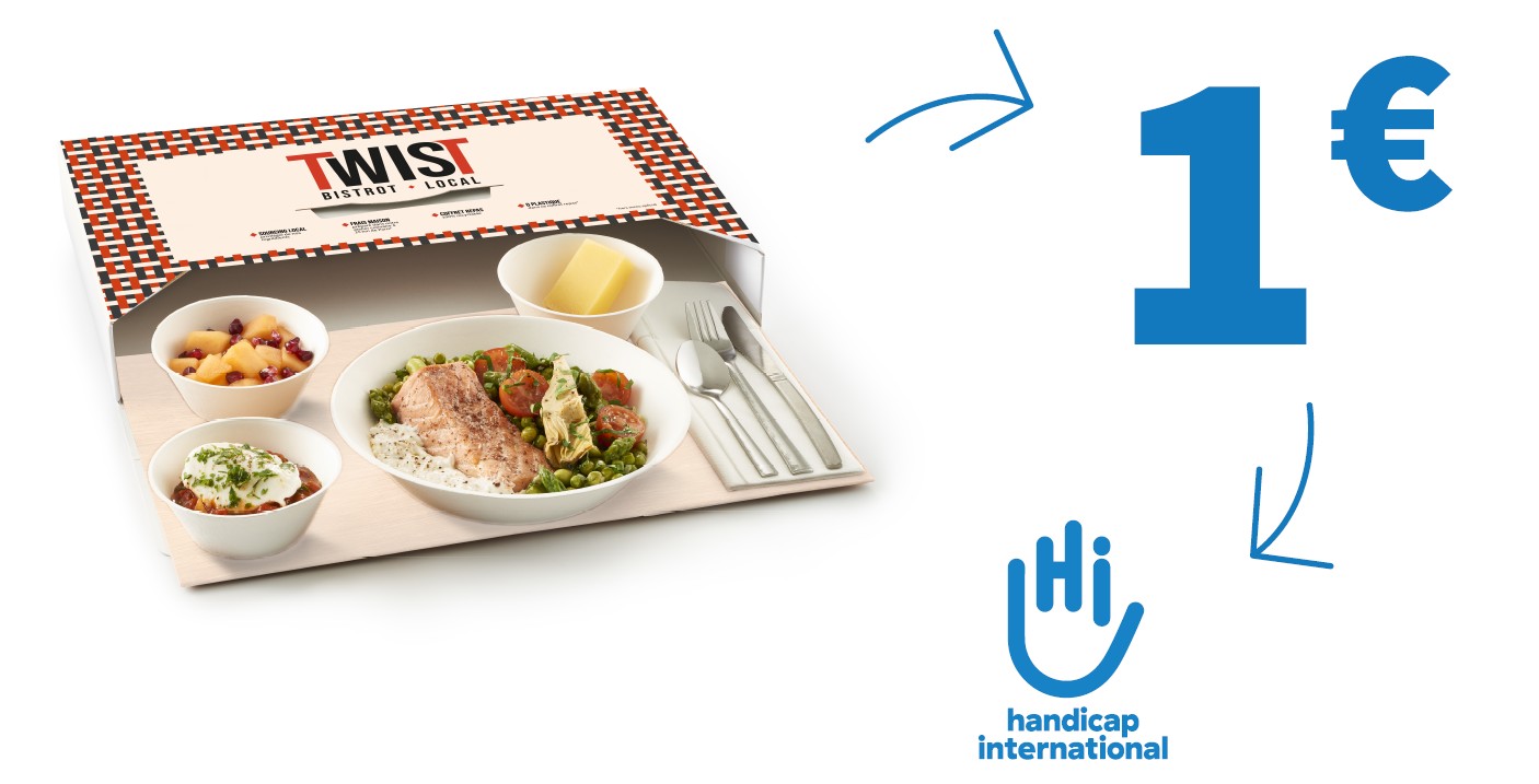 Le traiteur d’entreprise Room Saveurs soutient les actions de Handicap International, en reversant à l’association 1 euro sur la vente de chaque plateau-repas.